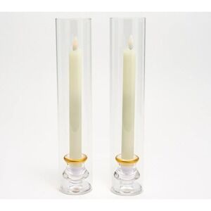 Lightscapes One‎ Single Elegant Glass Silver Taper Holder with Flameless Candles